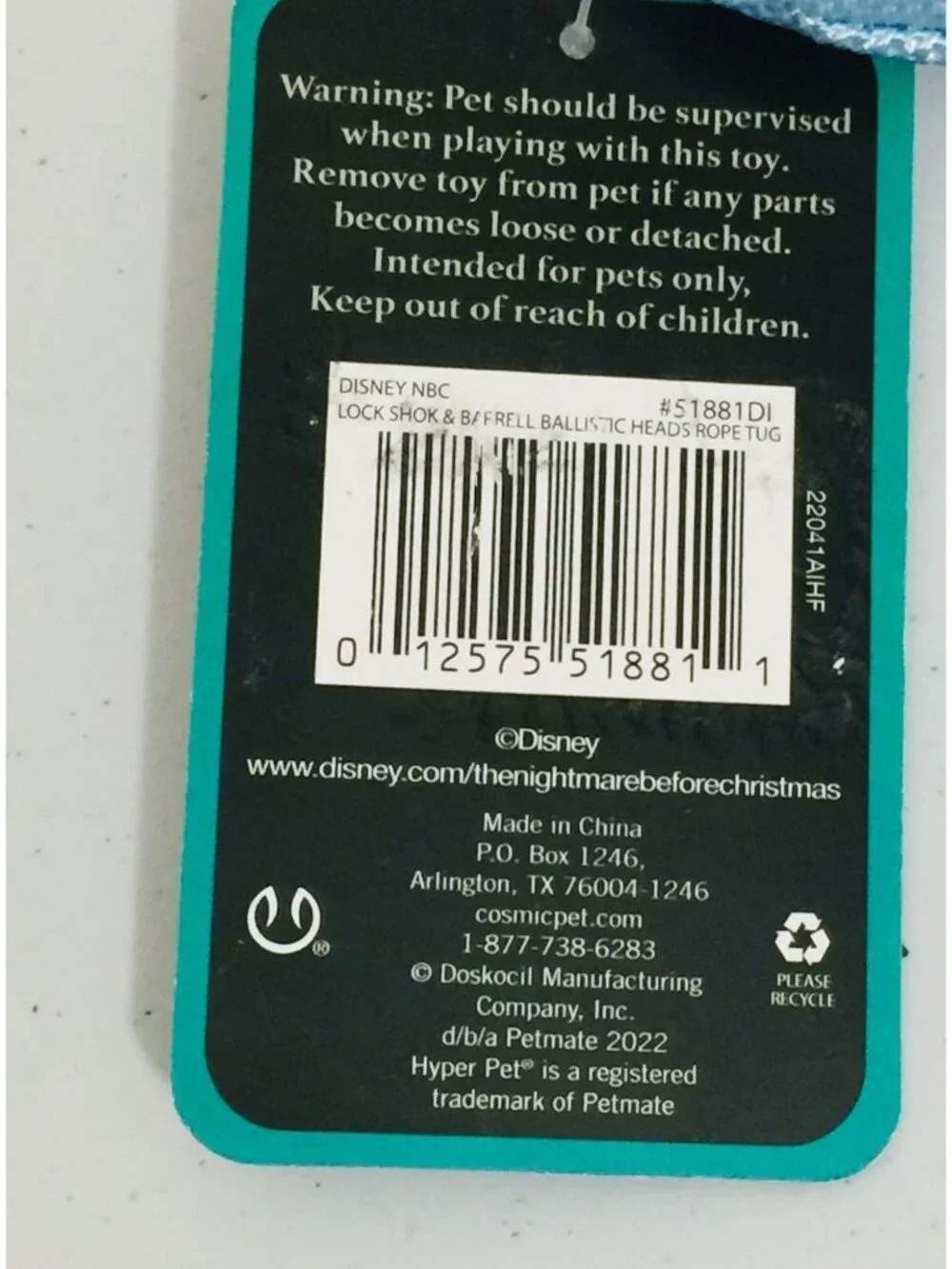 Disney Nightmare Before Christmas Lock Shock Barrel Dog Toy